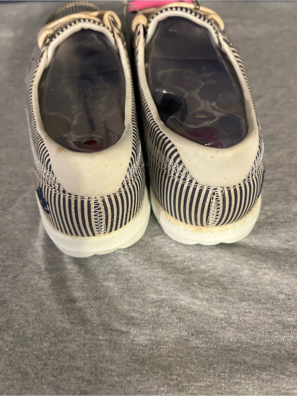 Skechers Women's Black & White Striped Slip-On Moccasins (yoga mat) - Picture 8 of 13